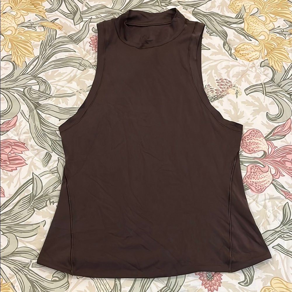 lululemon athletica Brown Muscle Tee with Crew Neck and Sleeveless Design